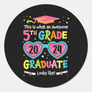 Pegatina Redonda 5.º Graduado Parece Graduación Cl 2024