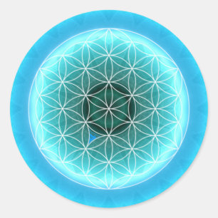 Pegatina Redonda 5 azules claros del chakra de la garganta creados