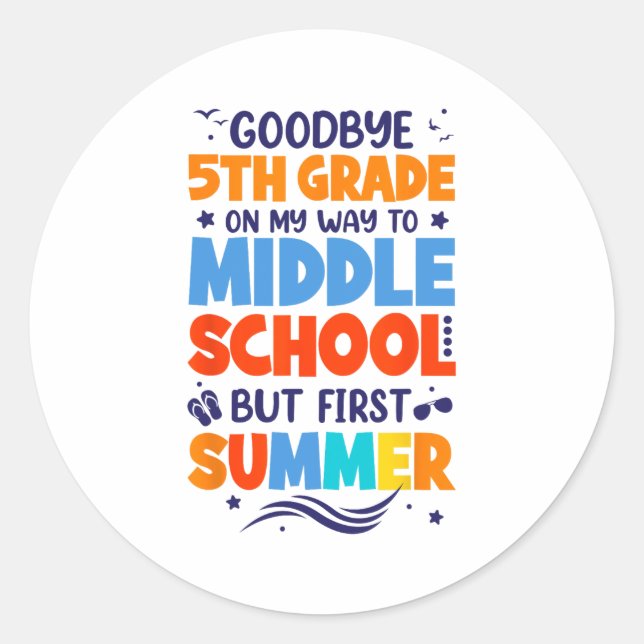 Pegatina Redonda 5° Grado De Camino A La Escuela Secundaria Pero Pr (Anverso)