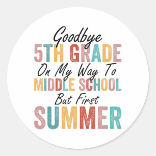Pegatina Redonda 5° Grado De Camino A La Escuela Secundaria Pero Pr