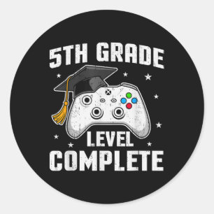 Pegatina Redonda 5 Grado Nivel Completo Videojuego Quinto Grado Gr