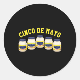 Pegatina Redonda 5 Mayonnaise Jars Funny Cinco De Mayo