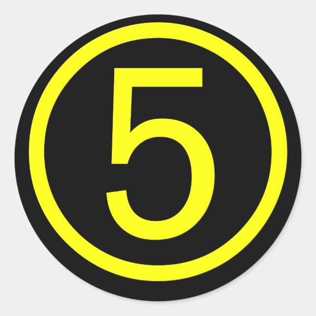 Pegatina Redonda 5 - número cinco (Anverso)