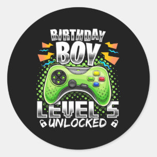 Pegatina Redonda 5 Videojuego desbloqueado 5º Jugador de cumpleaños