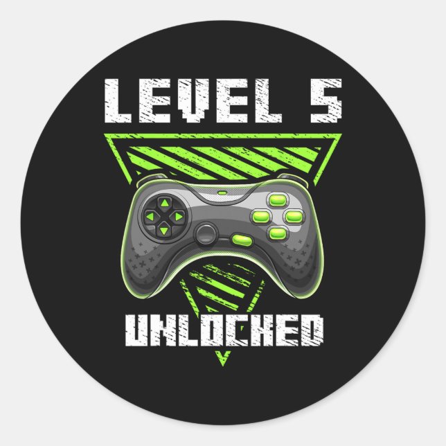 Pegatina Redonda 5 Videojuego desbloqueado 5º Jugador de cumpleaños (Anverso)