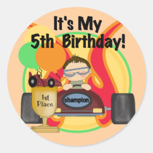 Pegatina Redonda 5tas camisetas y regalos del cumpleaños del coche