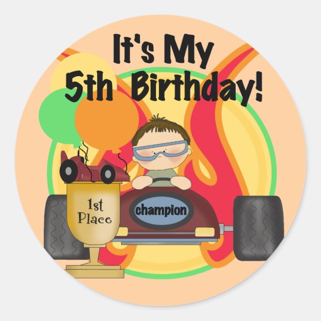 Pegatina Redonda 5tas camisetas y regalos del cumpleaños del coche (Anverso)