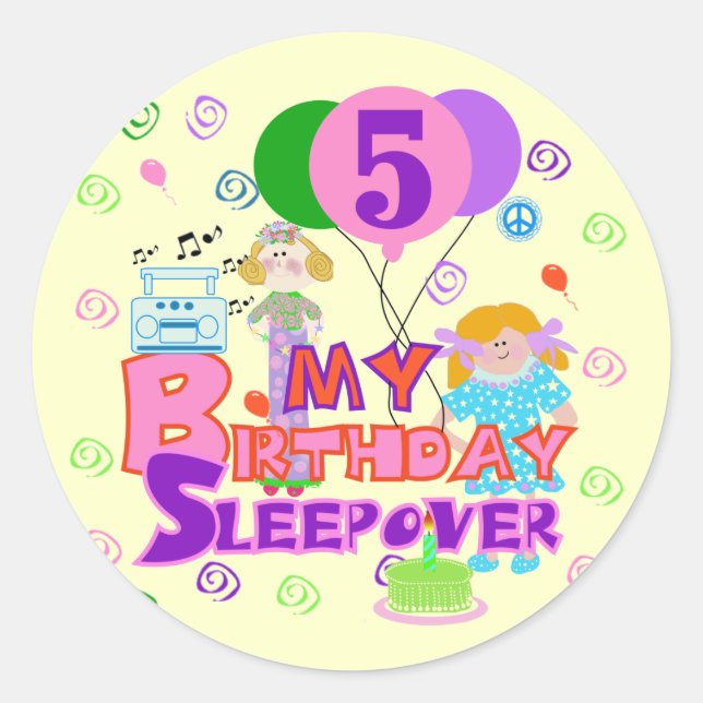 Pegatina Redonda 5to Camisetas y regalos del Sleepover del (Anverso)