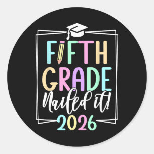 Pegatina Redonda 5to Grado 2026 Quinto Grado Graduado Escuela Prima