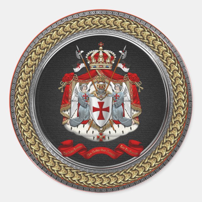 Pegatina Redonda [600] Escudo de armas templario de los caballeros (Anverso)