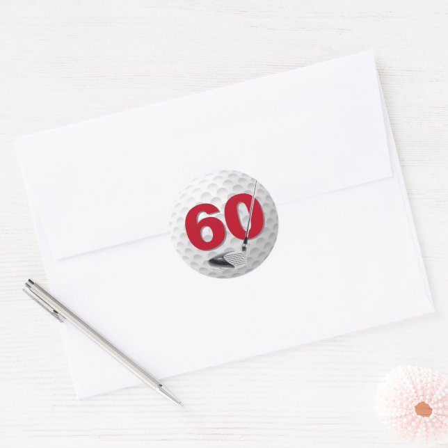 Pegatina Redonda 60.º diseño de la pelota de golf (Sobre)