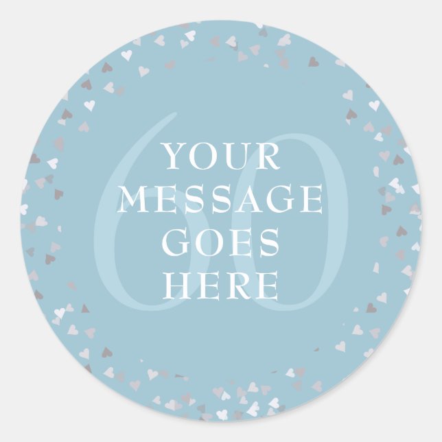 Pegatina Redonda 60° Aniversario de los corazones de Confetti (Anverso)