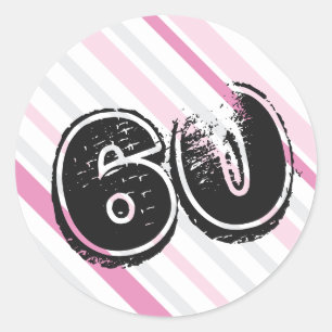 Pegatina Redonda 60 años Bday Pink - 60 cumpleaños