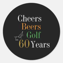 Pegatina Redonda 60 Años y Cervezas Golf Negro y Oro