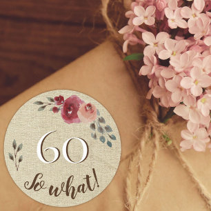 Pegatina Redonda 60 Así que qué color de agua rústico florece el cu