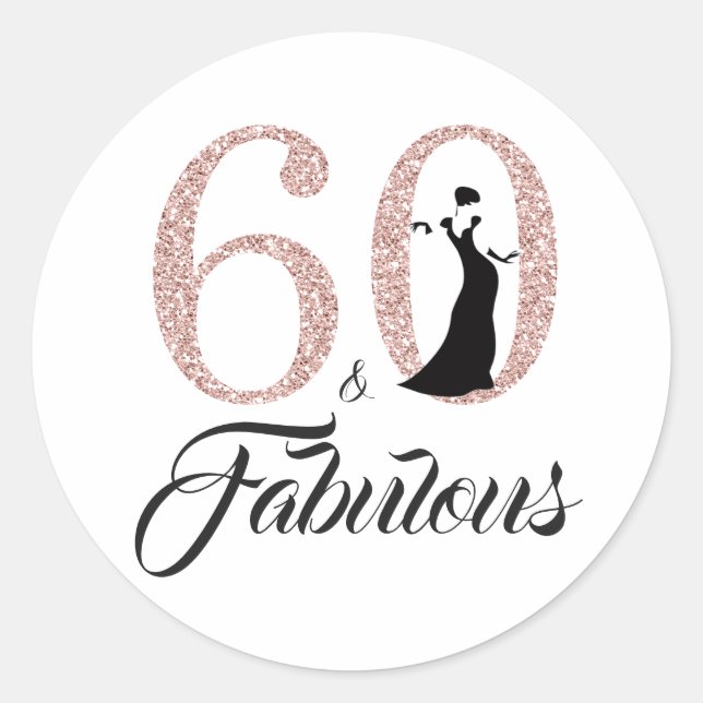 Pegatina Redonda 60 Magnífica tipografía de Purpurina rosado 60º cu (Anverso)