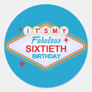 Pegatina Redonda 60.o cumpleaños de Las Vegas