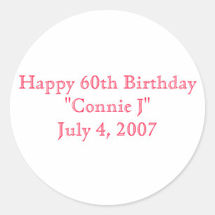 Pegatina Redonda 60.o cumpleaños feliz