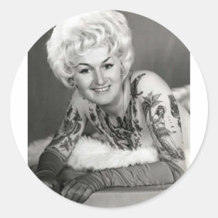 Pegatina Redonda '60 Tattooed Lady