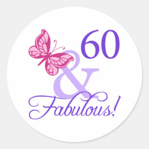 Pegatina Redonda 60 Y Fabuloso Cumpleaños