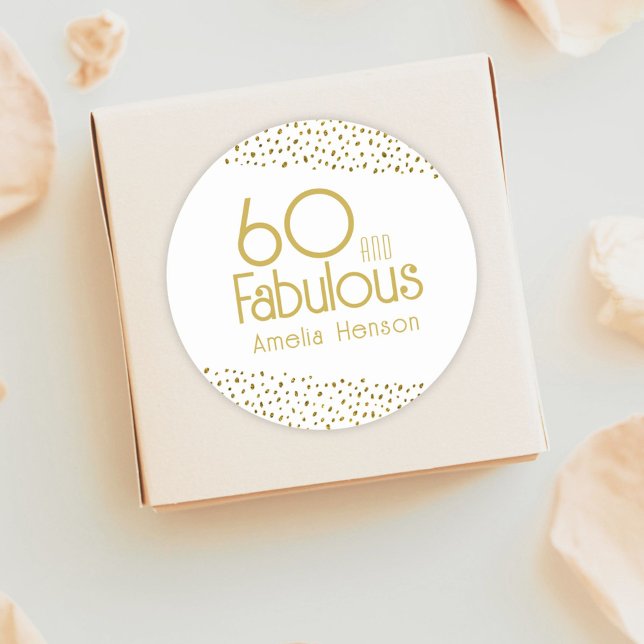 Pegatina Redonda 60 y fabuloso Purpurina de oro 60 cumpleaños (Subido por el creador)