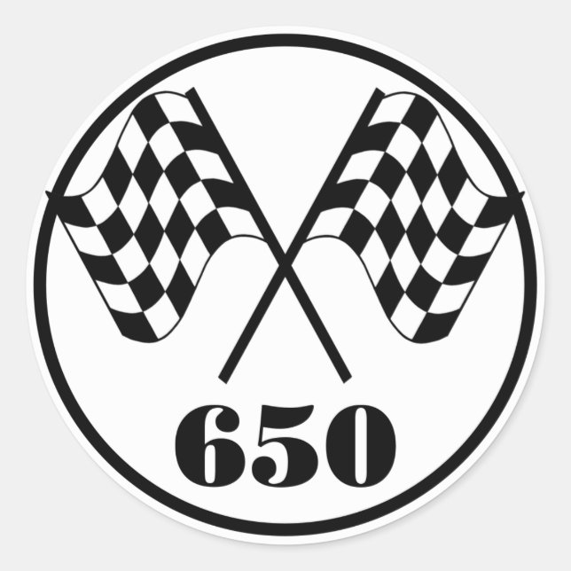 Pegatina Redonda 650 banderas a cuadros (Anverso)