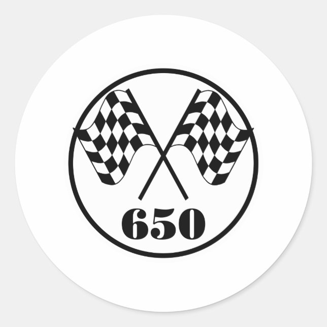 Pegatina Redonda 650 banderas a cuadros (Anverso)