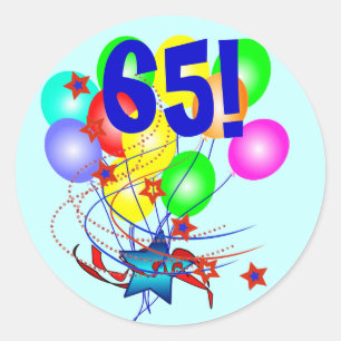 Pegatina Redonda ¡65! O cualquier cumpleaños de la edad hincha