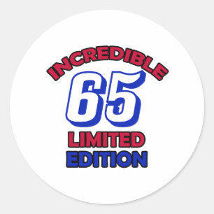 Pegatina Redonda 65.o Diseño del cumpleaños