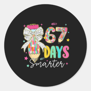 Pegatina Redonda 67º Día De Escuela 67 Días Más Inteligente Coqueta