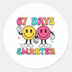 Pegatina Redonda 67º día de la escuela 67 días más inteligentes mae