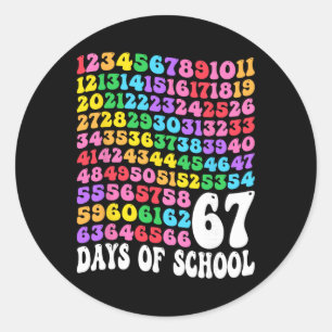 Pegatina Redonda 67º día de la escuela maestro niños 67 matemáticas