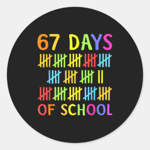 Pegatina Redonda 67º Día De La Escuela Maestro Niños 67 Matemáticas