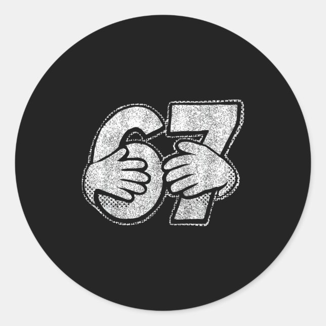 Pegatina Redonda 67 6 7 Hands Comic Style  (Anverso)