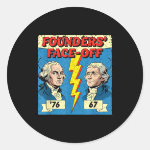 Pegatina Redonda 67 76 George Washington Thomas Jefferson Historia