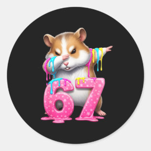Pegatina Redonda 67 Animales Divertidos 67 Brainrot Juventud Niños