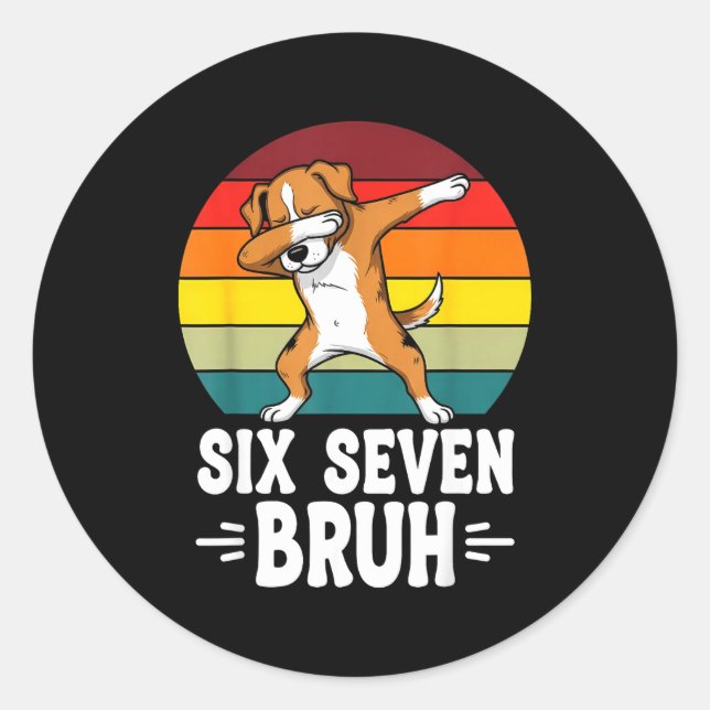 Pegatina Redonda 67 Animals Funny 67 Brainrot Youth Kids Dog 67  (Anverso)