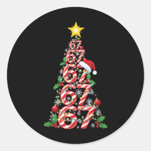Pegatina Redonda 67 árbol de Navidad Caña de Caramelo Fiesta Seis S