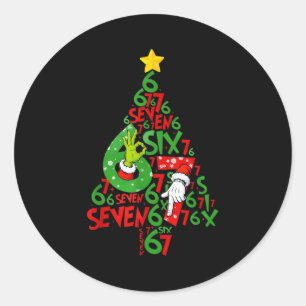 Pegatina Redonda 67 Árbol de Navidad Xmas Fiesta Seis Siete Meme Ce