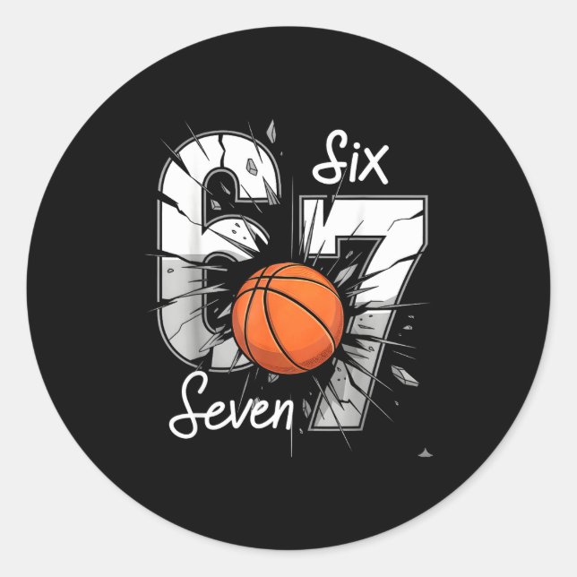 Pegatina Redonda 67 Basketball Six Seven 6 7 Meme 67  (Anverso)