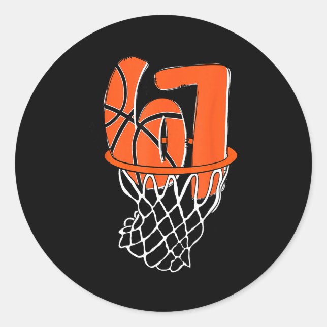 Pegatina Redonda 67 Basketball Six Seven 6 7 Meme Funny 67 Basketba (Anverso)