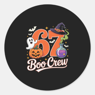 Pegatina Redonda 67 Boo Crew Divertido Halloween Fantasma Bruja Cal