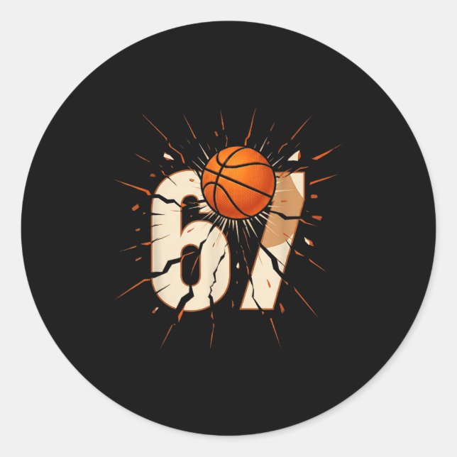 Pegatina Redonda 67 Brainrot Youth Basketball Drip - Funny Kids 67  (Anverso)