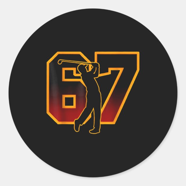 Pegatina Redonda 67 Brainrot Youth Golf Drip - Funny Kids 67  (Anverso)