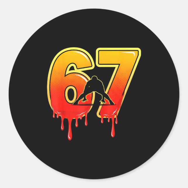 Pegatina Redonda 67 Brainrot Youth Wrestling Drip - Funny Kids 67  (Anverso)