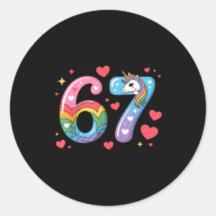 Pegatina Redonda 67 Camiseta Número Meme Divertido Seis Siete 6 7