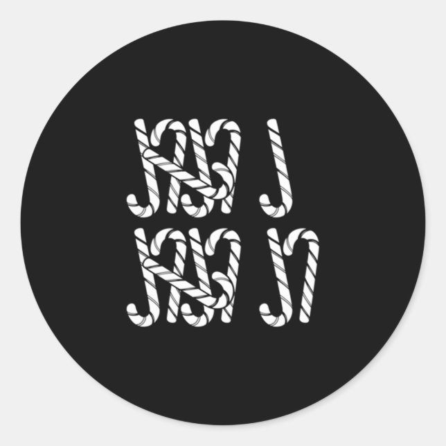 Pegatina Redonda 67 Candy Canes Tally Marks Xmas Long Sleeve  (Anverso)