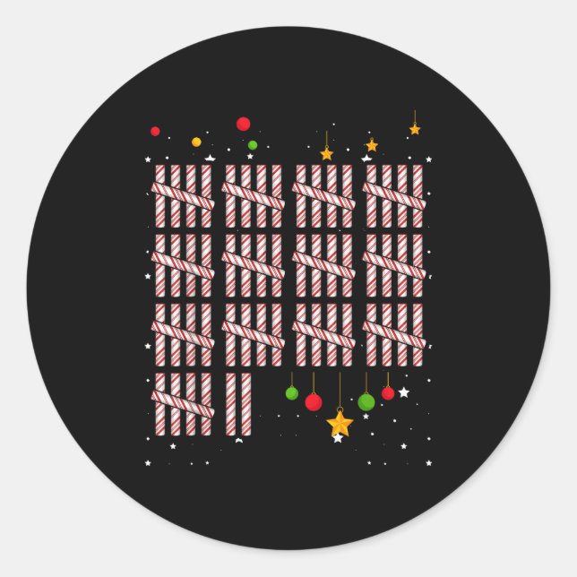Pegatina Redonda 67 Candy Christmas Xmas Holiday Number 67  (Anverso)