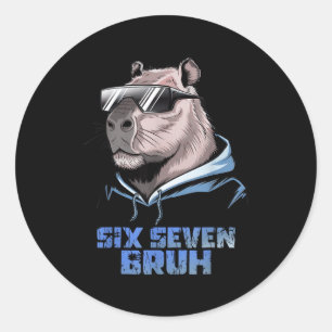 Pegatina Redonda 67 Capybara Meme Divertido Seis Siete Bruh Capybar