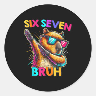Pegatina Redonda 67 Capybara Meme Seis Siete Bruh Capybara Niños Ch